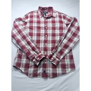 Abercrombie &‎ Fitch Mens XL Muscle Fit Plaid Button Down Shirt Red White Cotton